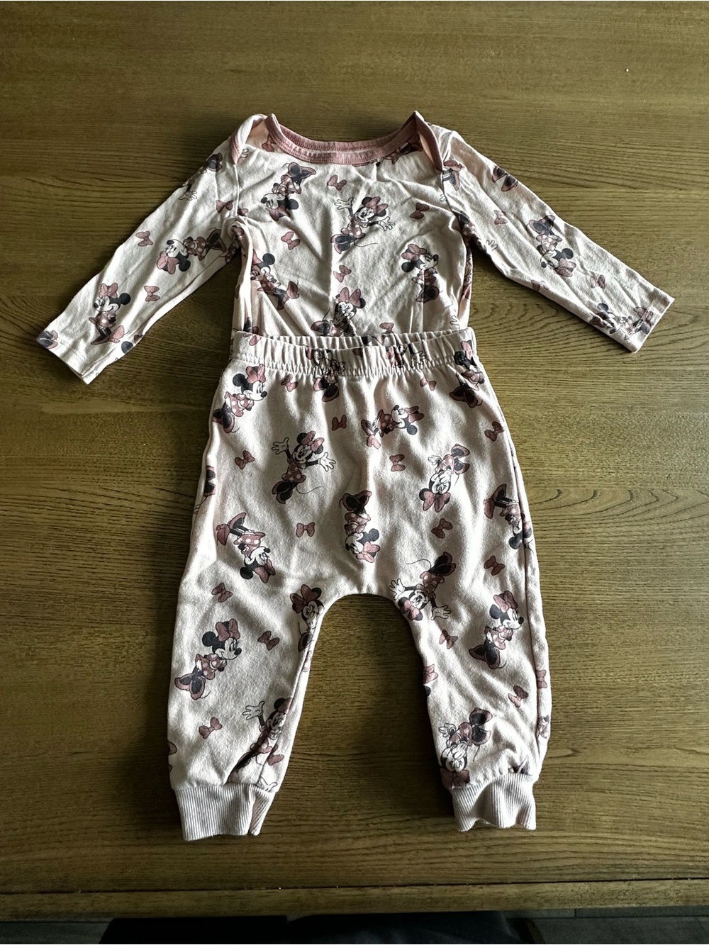 Disney Pink Minnie Mouse Matching Long-Sleeve Bodysuit Set